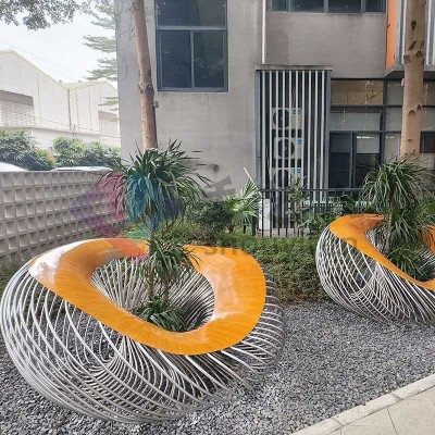 不锈钢异形镂空景观坐凳创意艺术花坛座椅