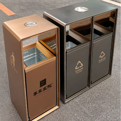 不锈钢带烟灰缸垃圾桶酒店商场果皮箱