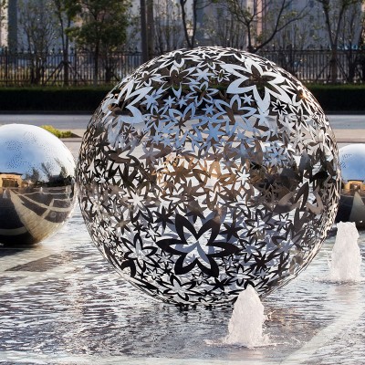 不锈钢金属球雕塑镂空水景广场公园景区摆件