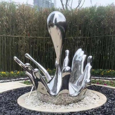 江西赣州不锈钢水滴浪花雕塑定制案例