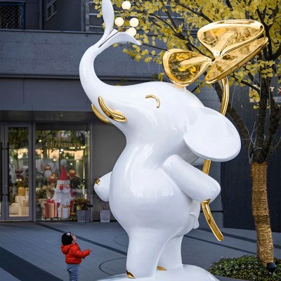 玻璃钢小象雕塑艺术动物景观广场摆件