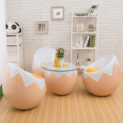 玻璃钢鸡蛋壳茶几沙发组合艺术座椅
