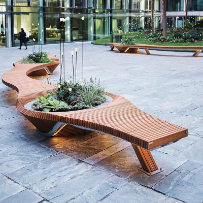 木质切片异形座椅创意异形景观花盆坐凳