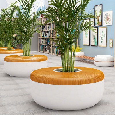 玻璃钢圆形花坛座椅树池景观广场坐凳