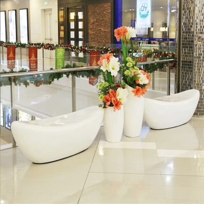 玻璃钢船型座椅花盆组合美陈艺术坐凳