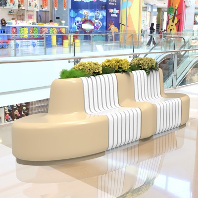 玻璃钢座椅花盆组合商场异形艺术坐凳