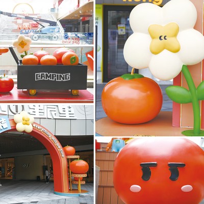 四川南充万达广场玻璃钢雕塑门头小品定制案例