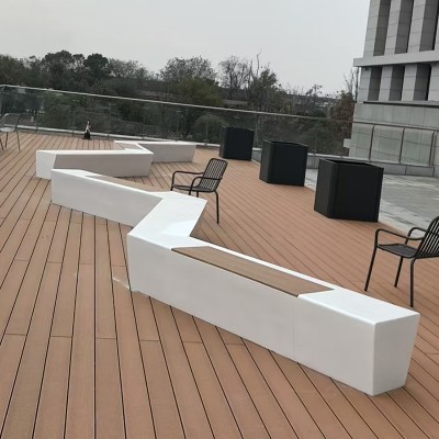 GRC混凝土木面异形坐凳户外UHPC景观造型座椅