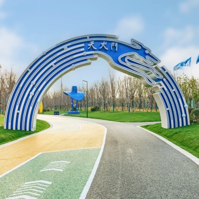 不锈钢天狗造型门头旅游景区异形雕塑定制