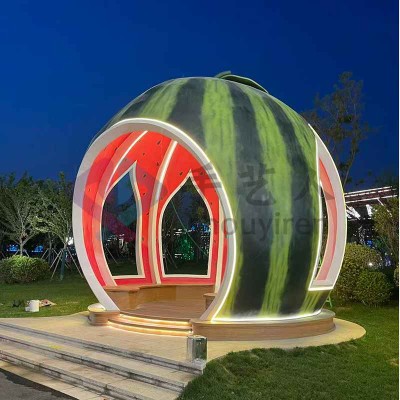 玻璃钢水果屋造型雕塑西瓜房子景观摆件