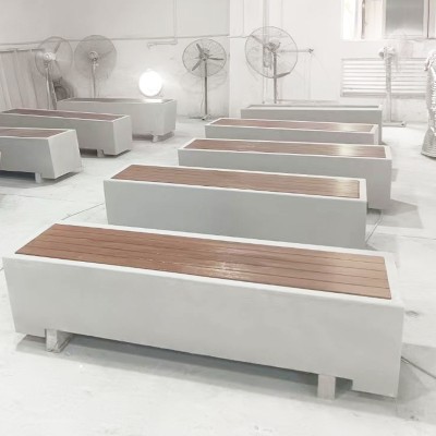 GRC木面坐凳UHPC混凝土水磨石景观座椅