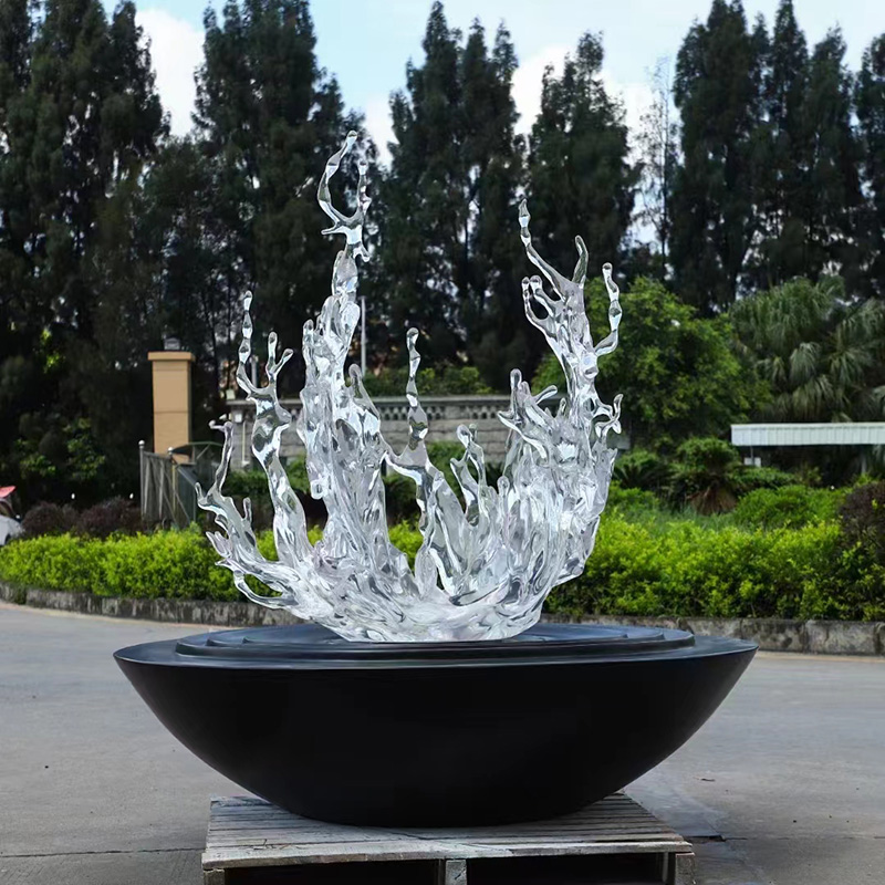 透明树脂水花雕塑造型景观艺术摆件 透明树脂水花雕塑造型景观艺术摆件
