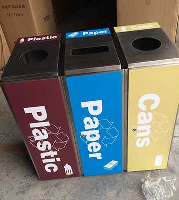 不锈钢三分类户外垃圾桶创意组合果皮箱