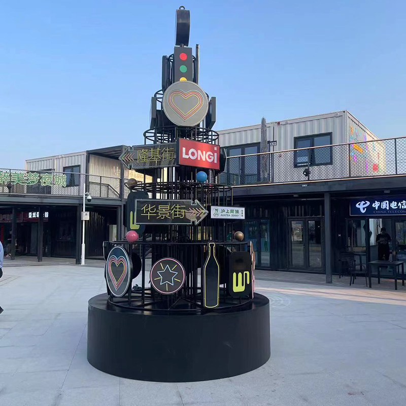 商业广场街区不锈钢精神堡垒发光异形标识牌 商业广场街区不锈钢精神堡垒发光异形标识牌