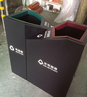 不锈钢异形垃圾桶双桶组合果皮箱