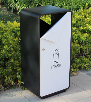 不锈钢单桶垃圾桶方形景观广场果皮箱