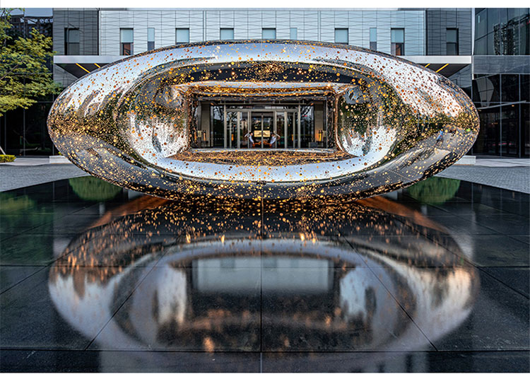 大型不锈钢水景艺术雕塑售楼处广场镜面景观摆件