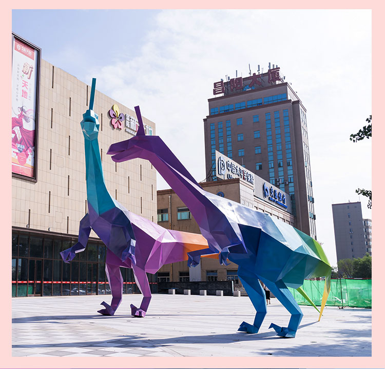 大型不锈钢恐龙雕塑户外广场售楼处大型园林景观摆件