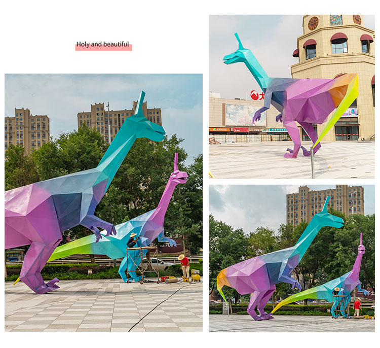 大型不锈钢恐龙雕塑户外广场售楼处大型园林景观摆件