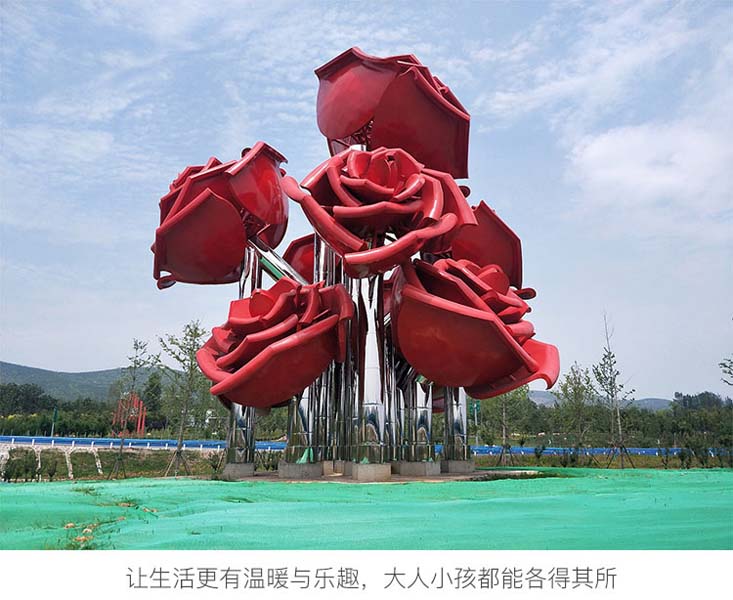 不锈钢金属玫瑰花朵造型雕塑户外景观园林艺术摆件