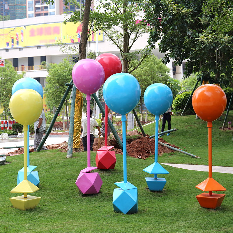 不锈钢气球雕塑彩绘户外景观小品摆件