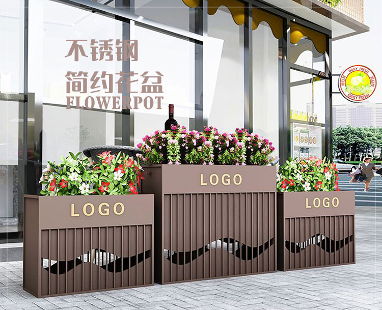不锈钢长方形户外花箱景观广场花盆 不锈钢长方形户外花箱景观广场花盆