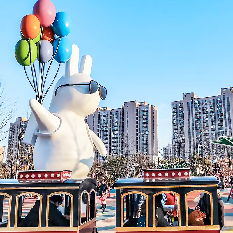 玻璃钢兔子气球雕塑景观广场动物摆件 玻璃钢兔子气球雕塑景观广场动物摆件