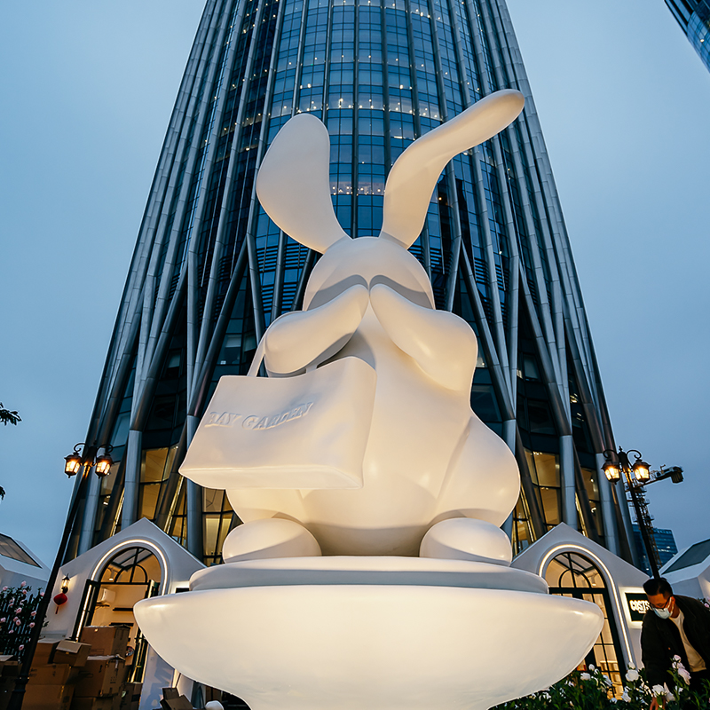 玻璃钢兔子雕塑动物景观广场摆件 玻璃钢兔子雕塑动物景观广场摆件