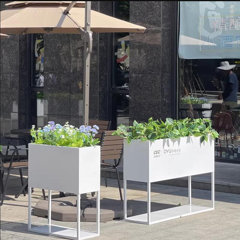 不锈钢长方形架台花盆户外景观种植花箱 不锈钢长方形架台花盆户外景观种植花箱