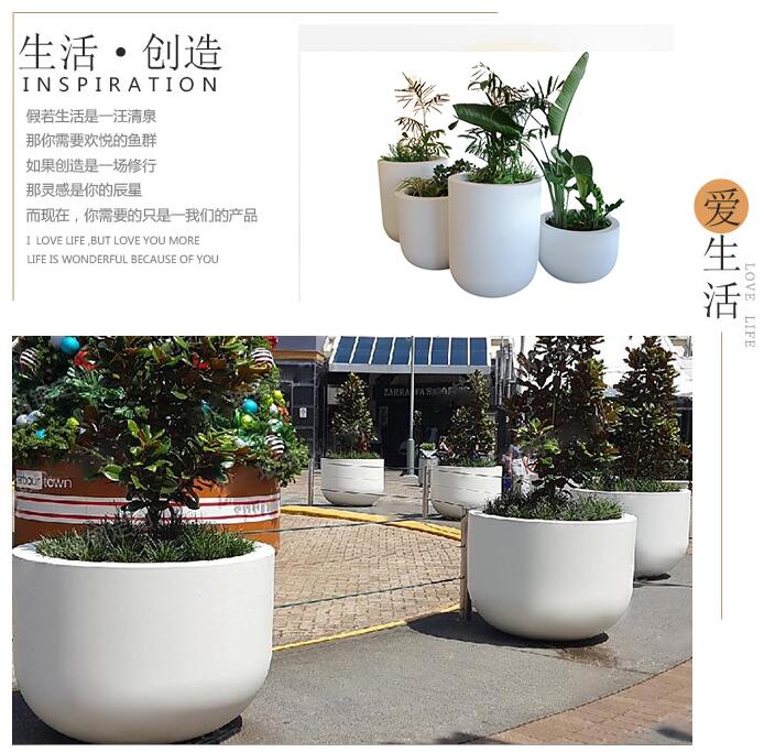 大型玻璃钢花盆圆形户外街区市政景观花钵 大型玻璃钢花盆圆形户外街区市政景观花钵