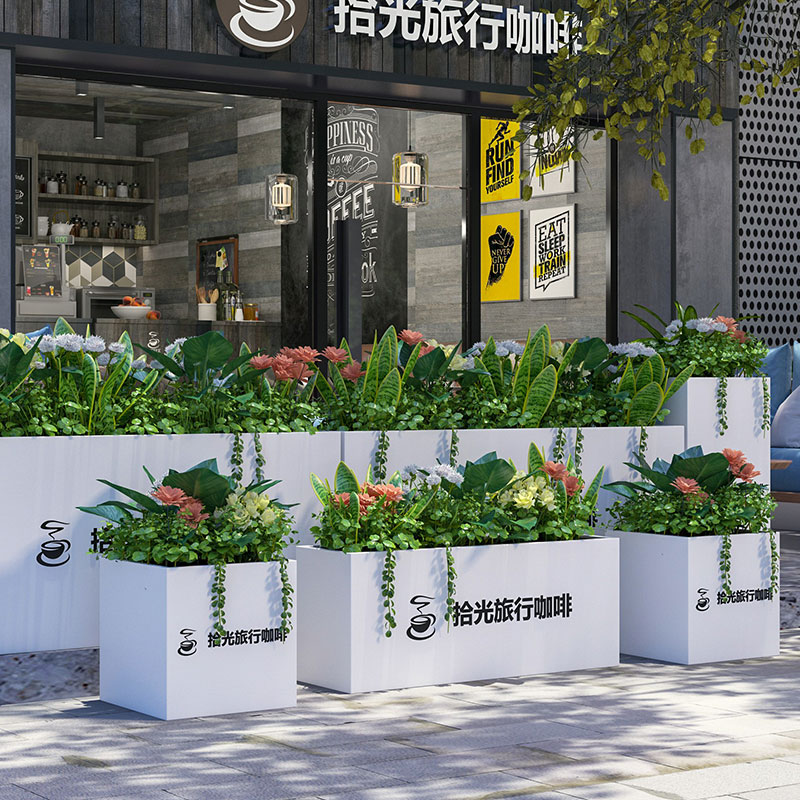 玻璃钢长方形景观花盆户外街区种植花盆 玻璃钢长方形景观花盆户外街区种植花盆