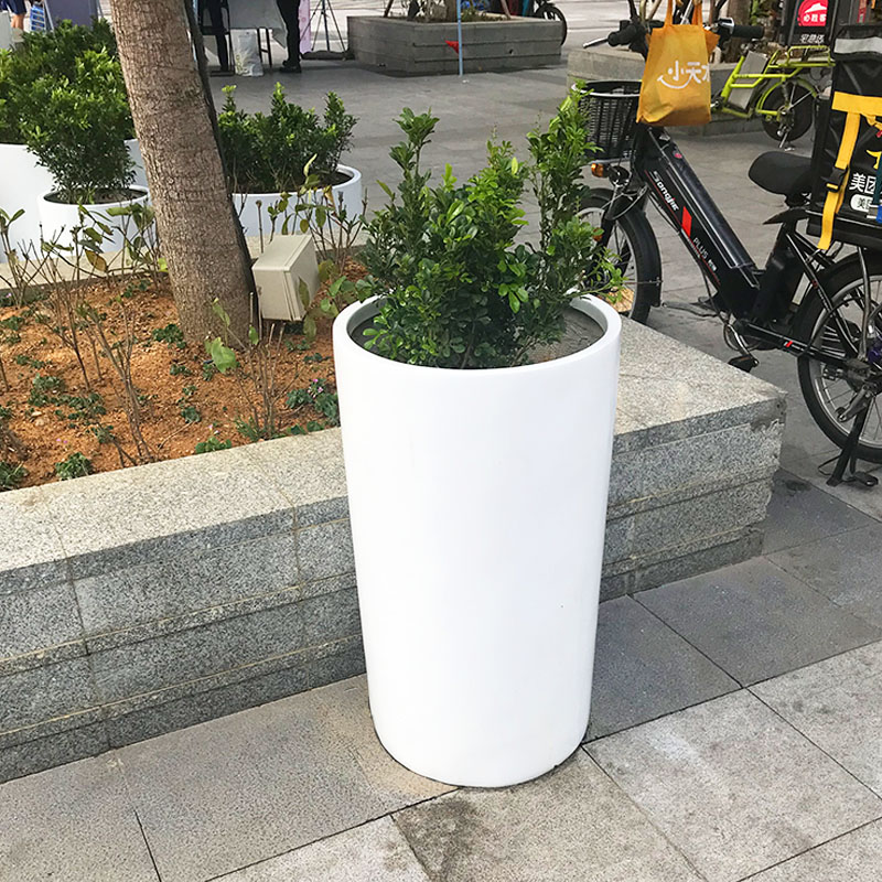 玻璃钢圆柱形花盆户外景观种植花钵 玻璃钢圆柱形花盆户外景观种植花钵