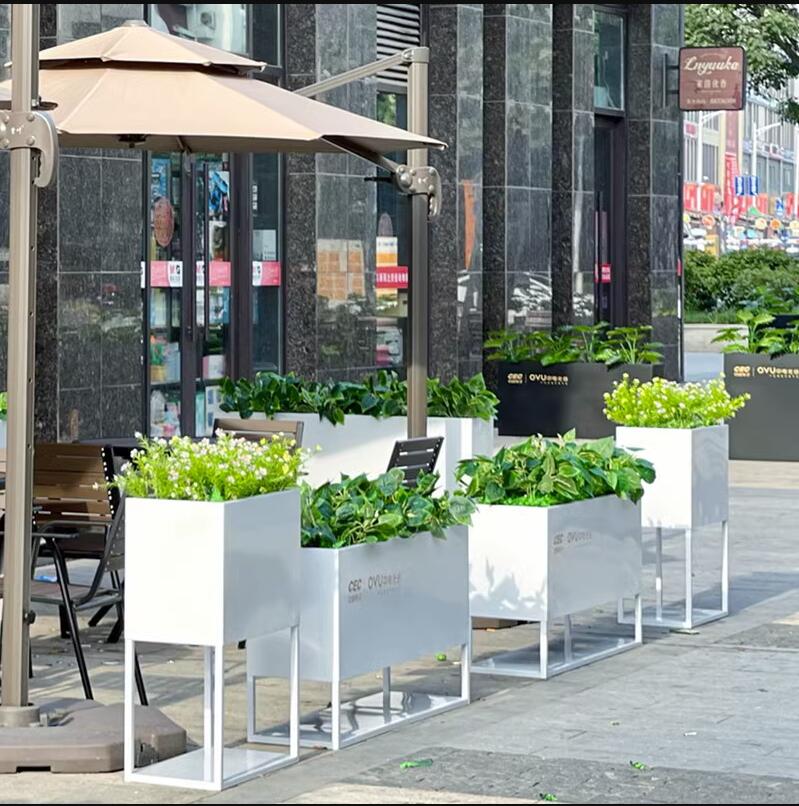 不锈钢长方形架台花盆户外景观种植花箱 不锈钢长方形架台花盆户外景观种植花箱