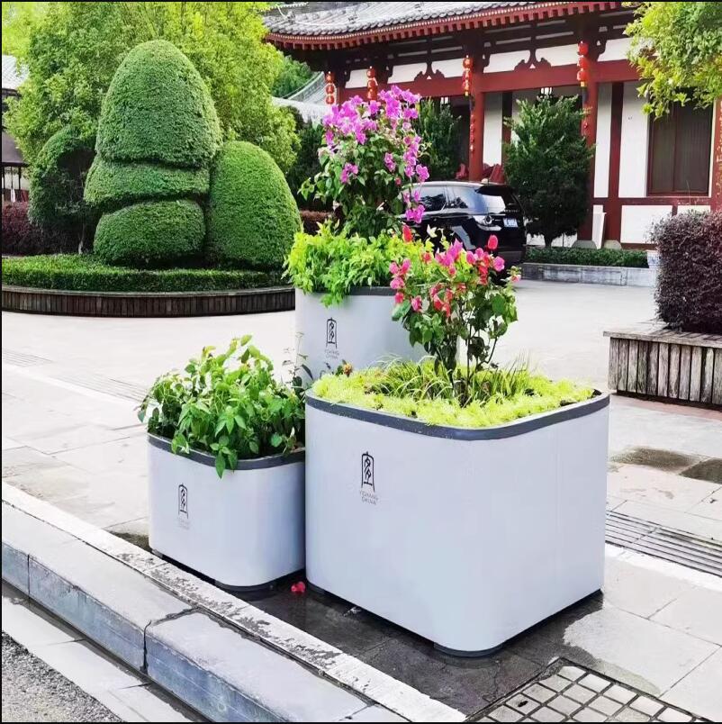 不锈钢正方形花盆市政景观户外种植花箱 不锈钢正方形花盆市政景观户外种植花箱