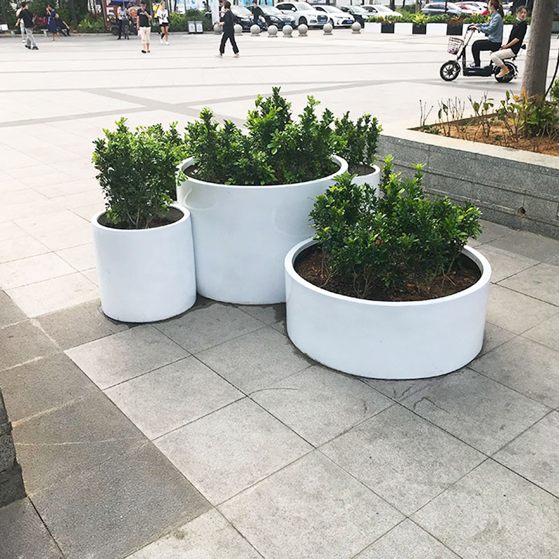 玻璃钢圆柱形花盆户外景观种植花钵 玻璃钢圆柱形花盆户外景观种植花钵