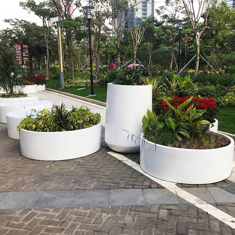 玻璃钢圆形花盆花箱园林景观街区花钵 玻璃钢圆形花盆花箱园林景观街区花钵
