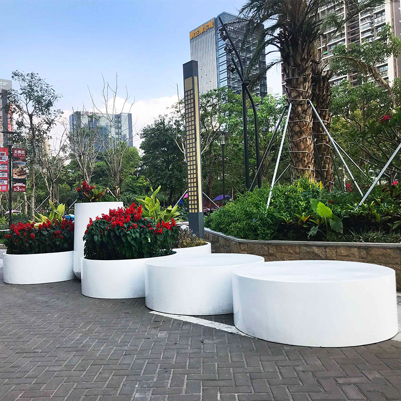 玻璃钢圆形花盆花箱园林景观街区花钵 玻璃钢圆形花盆花箱园林景观街区花钵