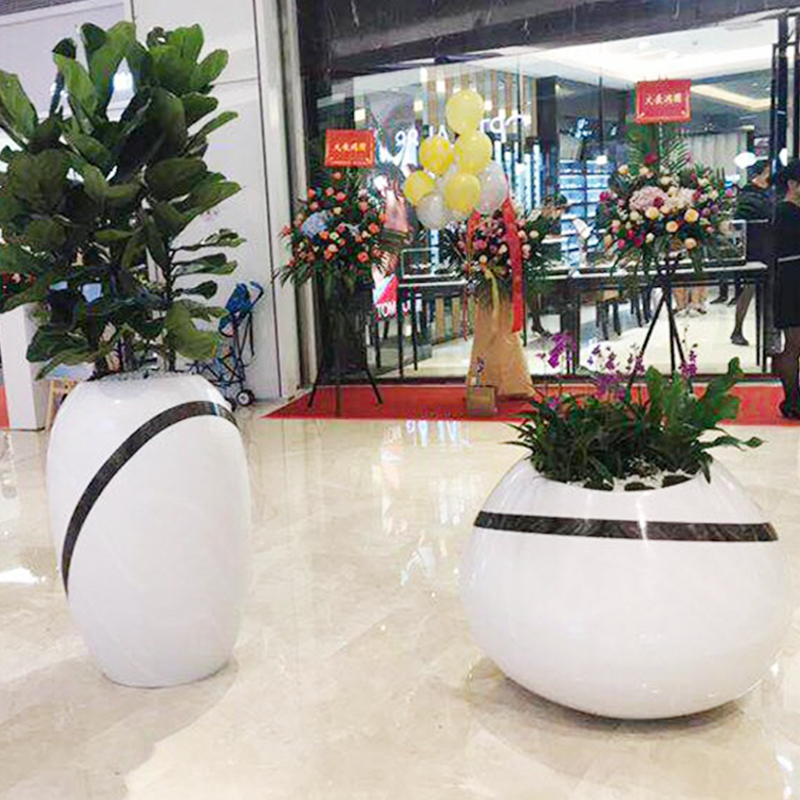 商场玻璃钢花盆组合创意美陈艺术花钵 商场玻璃钢花盆组合创意美陈艺术花钵