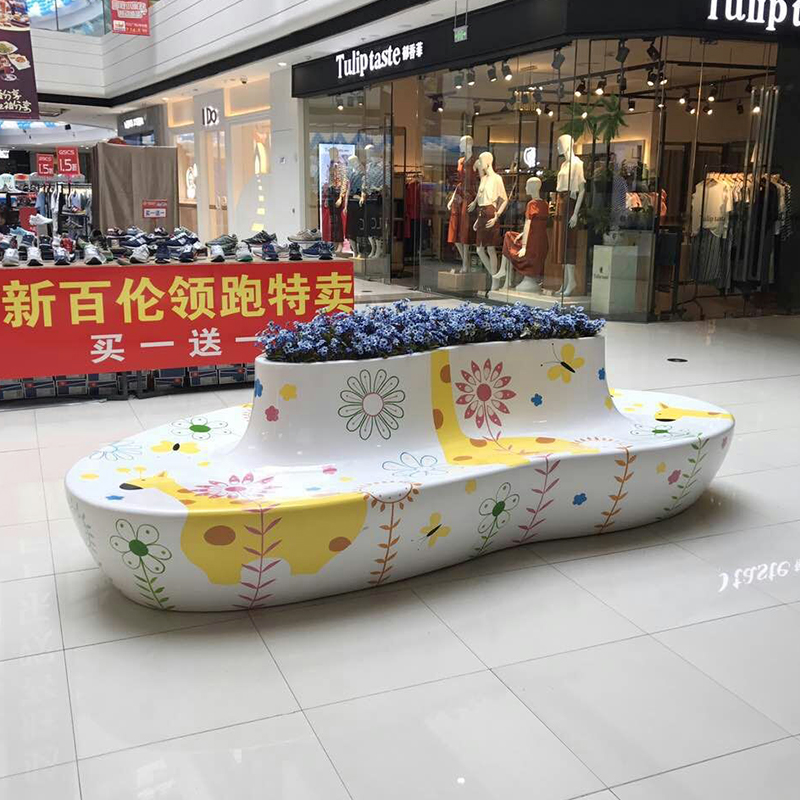 玻璃钢心形花盆彩绘艺术景观花坛座椅 玻璃钢心形花盆彩绘艺术景观花坛座椅