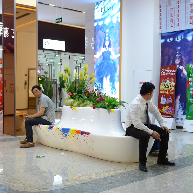 玻璃钢心形花盆彩绘艺术景观花坛座椅 玻璃钢心形花盆彩绘艺术景观花坛座椅