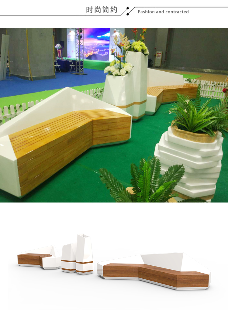 玻璃钢座椅花盆组合创意美陈异形坐凳 玻璃钢座椅花盆组合创意美陈异形坐凳