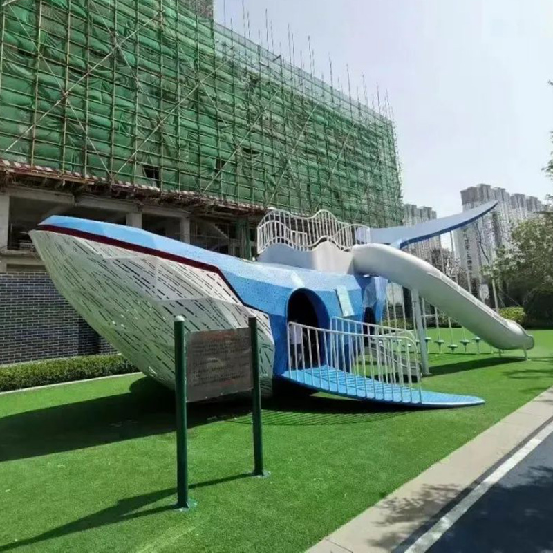 不锈钢鲸鱼造型滑梯景观异形雕塑造型 不锈钢鲸鱼造型滑梯景观异形雕塑造型