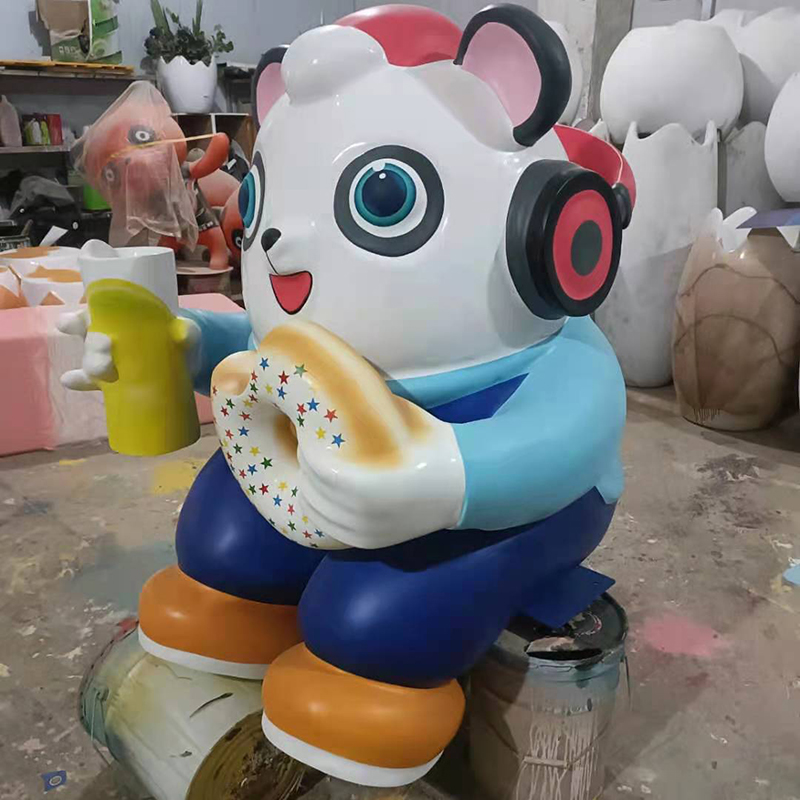 玻璃钢卡通雕塑餐饮小吃街美陈公仔摆件 玻璃钢卡通雕塑餐饮小吃街美陈公仔摆件