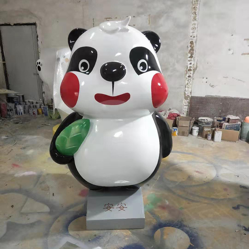 玻璃钢卡通熊猫雕塑动物美陈公仔摆件 玻璃钢卡通熊猫雕塑动物美陈公仔摆件