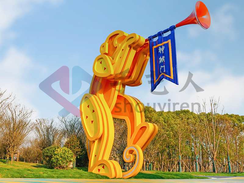不锈钢神猴造型门头动物镀锌板景观雕塑摆件 不锈钢神猴造型门头动物镀锌板景观雕塑摆件