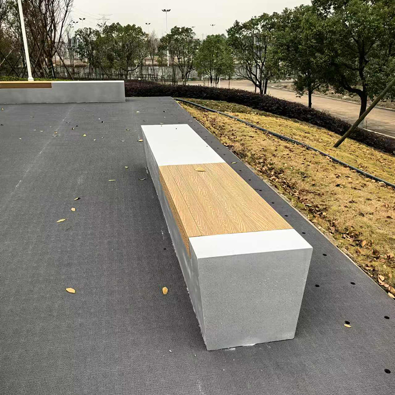 GRC混凝土木面坐凳泰科石UHPC长条景观座椅 GRC混凝土木面坐凳泰科石UHPC长条景观座椅