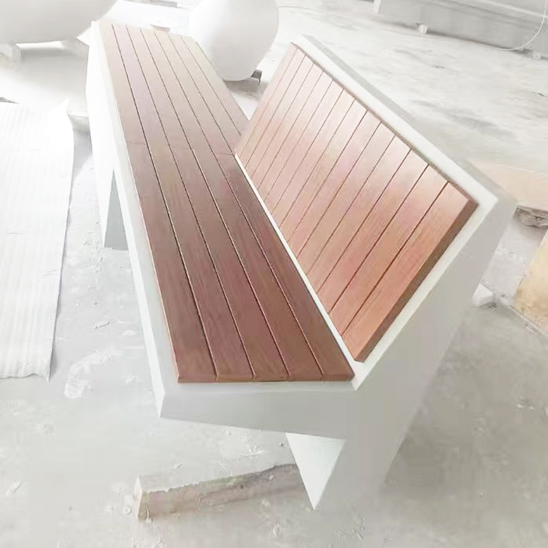GRC木面坐凳UHPC混凝土水磨石景观座椅 GRC木面坐凳UHPC混凝土水磨石景观座椅
