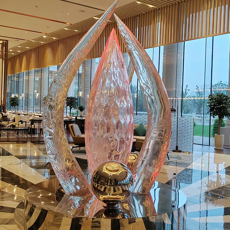 酒店透明树脂花朵造型雕塑摆件 酒店透明树脂花朵造型雕塑摆件