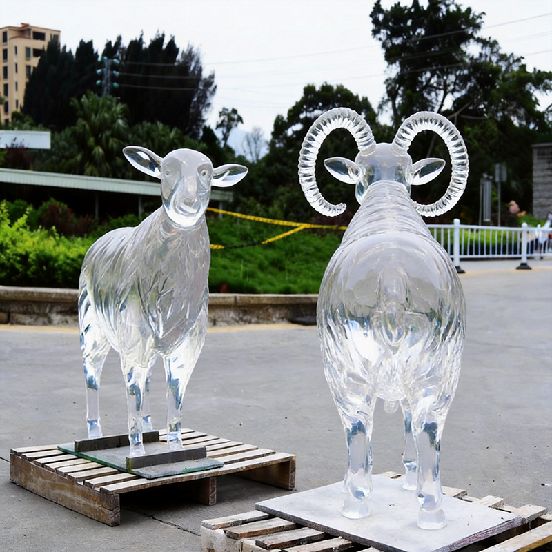 透明树脂雕塑羊造型摆件 透明树脂雕塑羊造型摆件